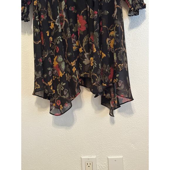 Madison Tara Dress 6 Sheer Fall Floral Lined Handkerchief Hem Fairy Whimsigoth - Picture 5 of 16